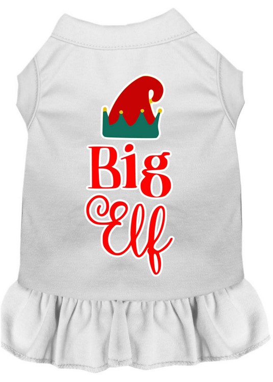 Big Elf Screen Print Dog Dress White XS